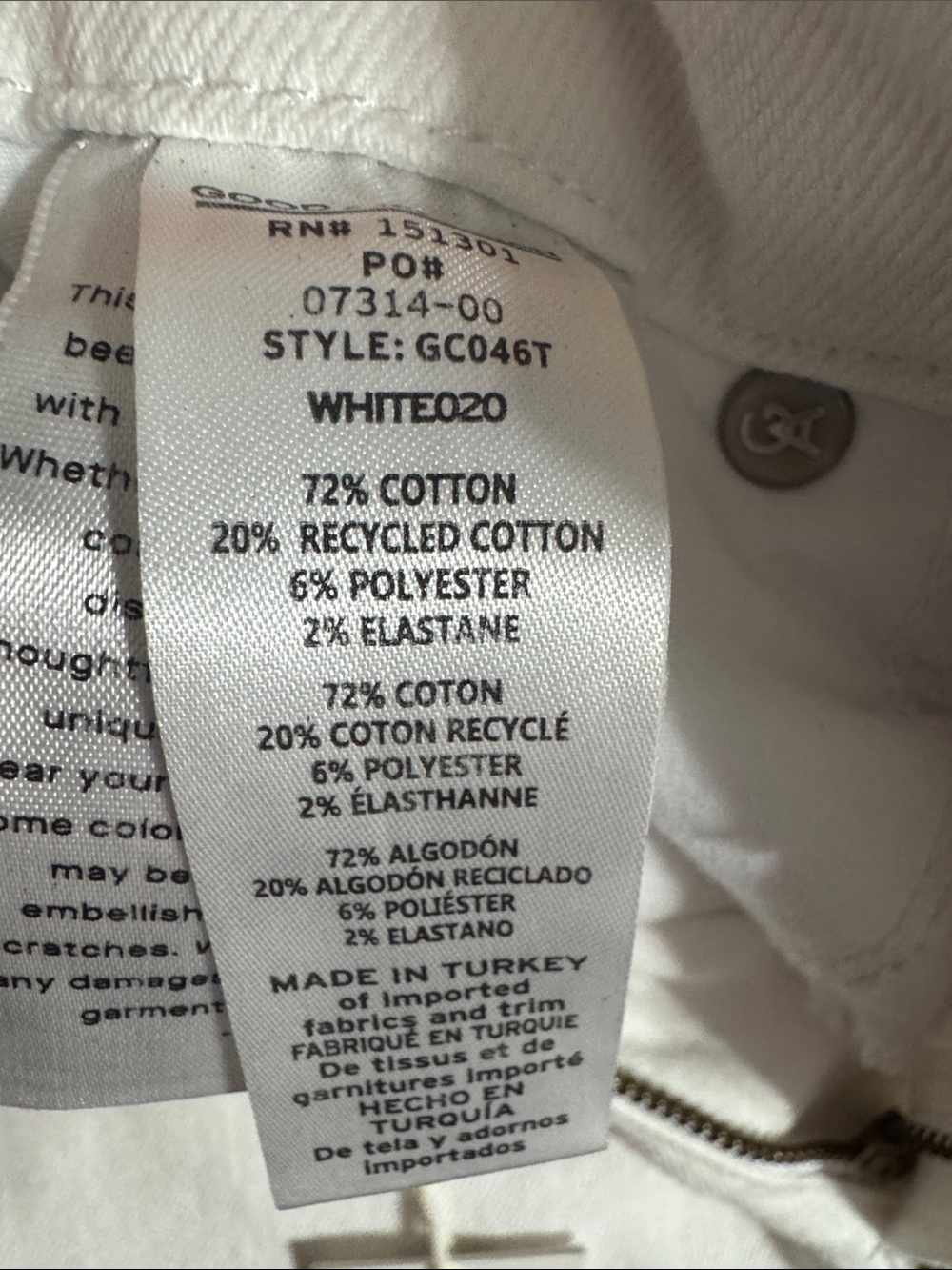 NEW WITH TAGS Good American White Straight-Leg Jeans - Picture 8 of 8